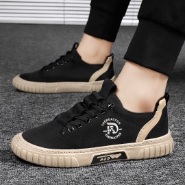 Men's Solid Canvas Skate Shoes, Comfy Non Slip Casual Sneakers For Men's Outdoor Activities