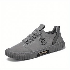 Men's Solid Canvas Skate Shoes, Comfy Non Slip Casual Sneakers For Men's Outdoor Activities