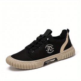 Men's Solid Canvas Skate Shoes, Comfy Non Slip Casual Sneakers For Men's Outdoor Activities
