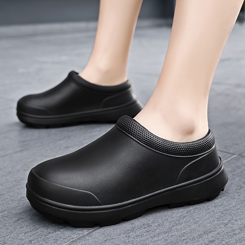 solid closed toe eva shoes, mens solid closed toe eva shoes oil proof waterproof non slip slip on shoes chef shoes kitchen cook shoes hospital shoes details 3
