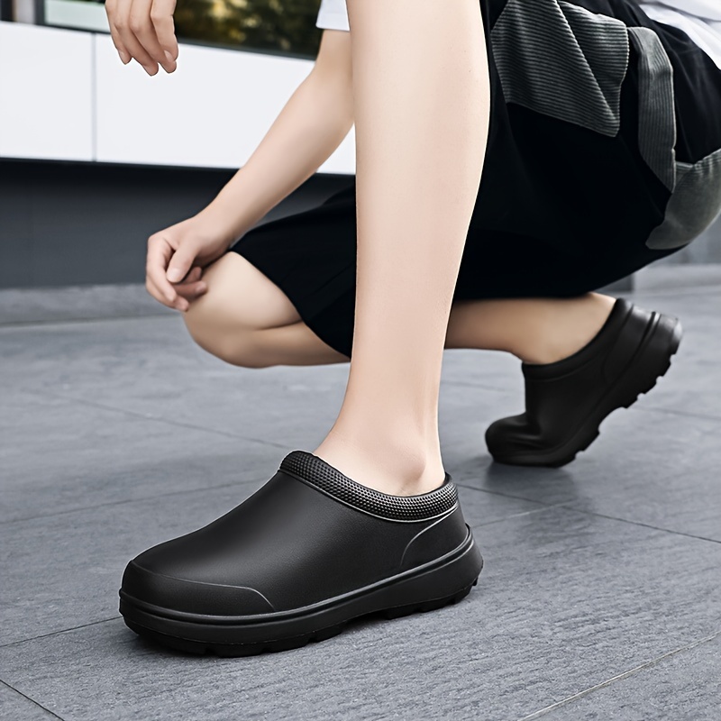 solid closed toe eva shoes, mens solid closed toe eva shoes oil proof waterproof non slip slip on shoes chef shoes kitchen cook shoes hospital shoes details 4